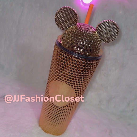 Rose Gold Studded Tumbler with Mouse Ears - Picture 1 of 3